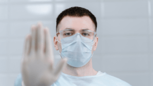 a person in a surgical mask