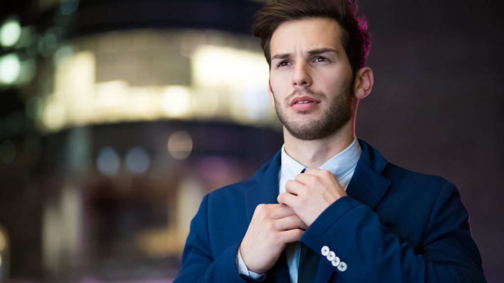 a person in a blue suit 