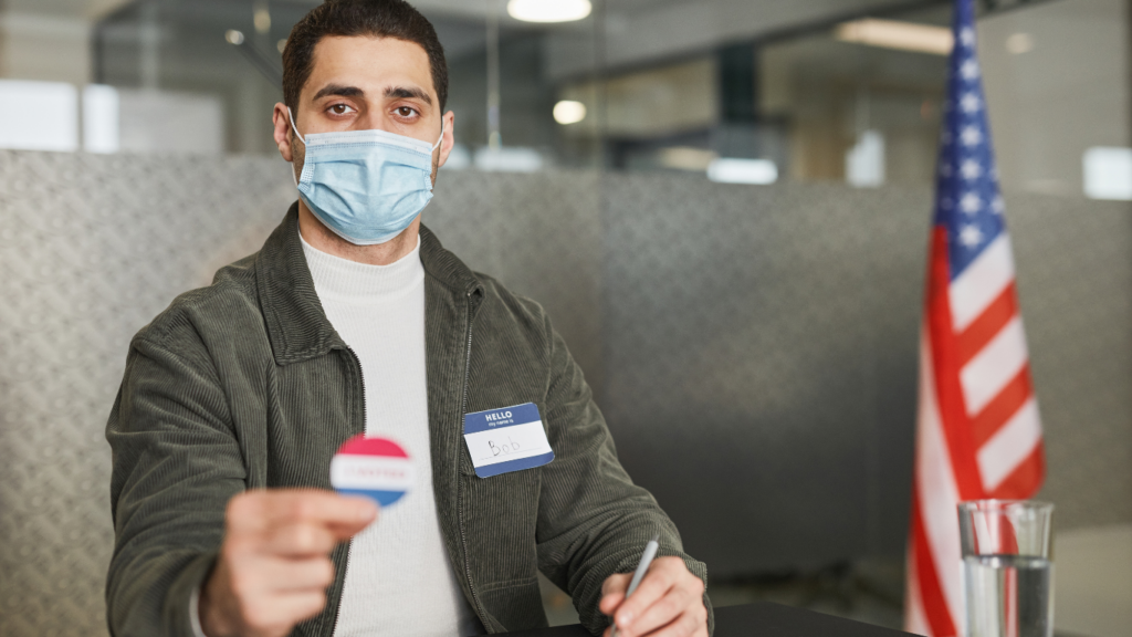 a person in a surgical mask