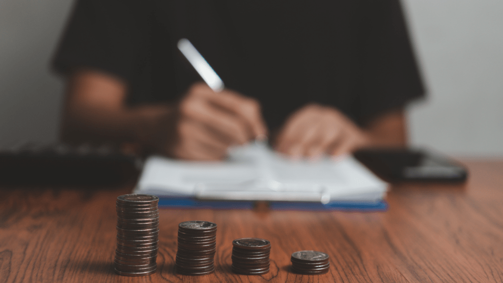 pile of coins at the table